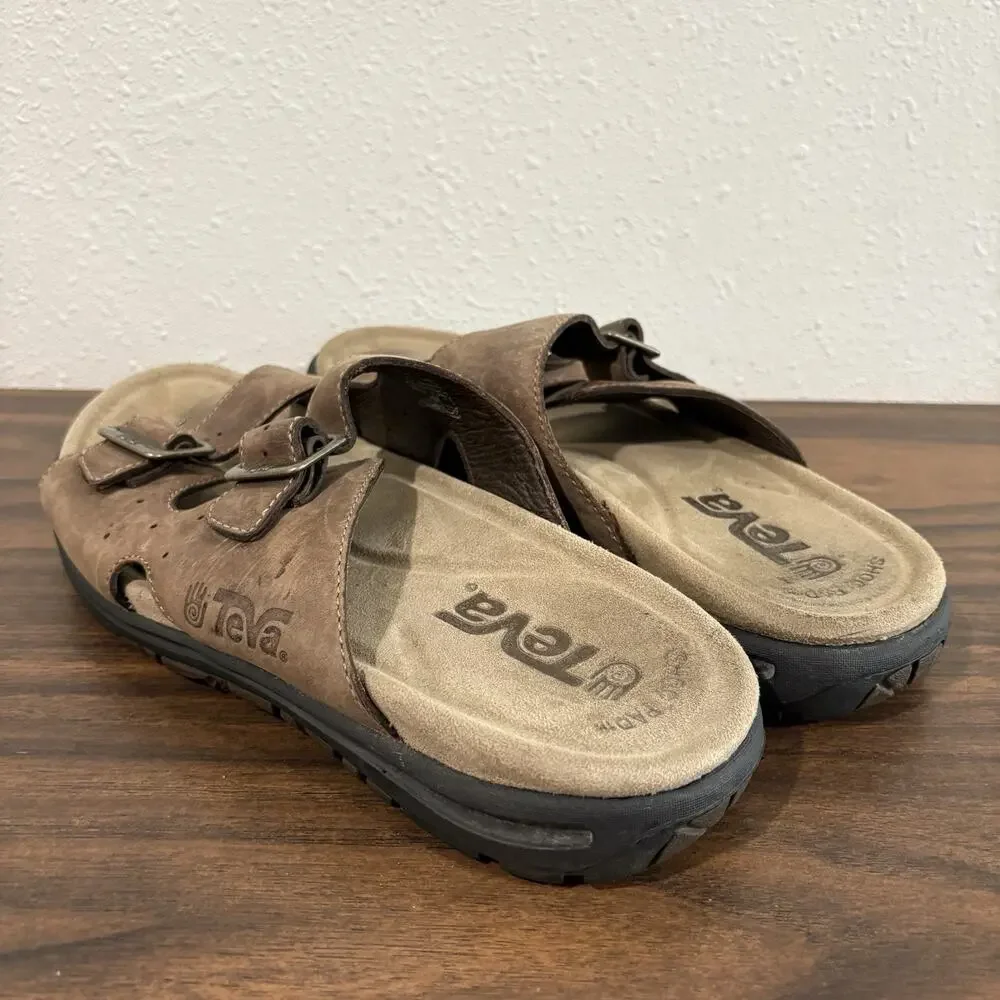 TEVA Lodo 2 Strap Leather Buckle Sandals Mens 10‎ Outdoor #6545 Shoc Pad Sole
